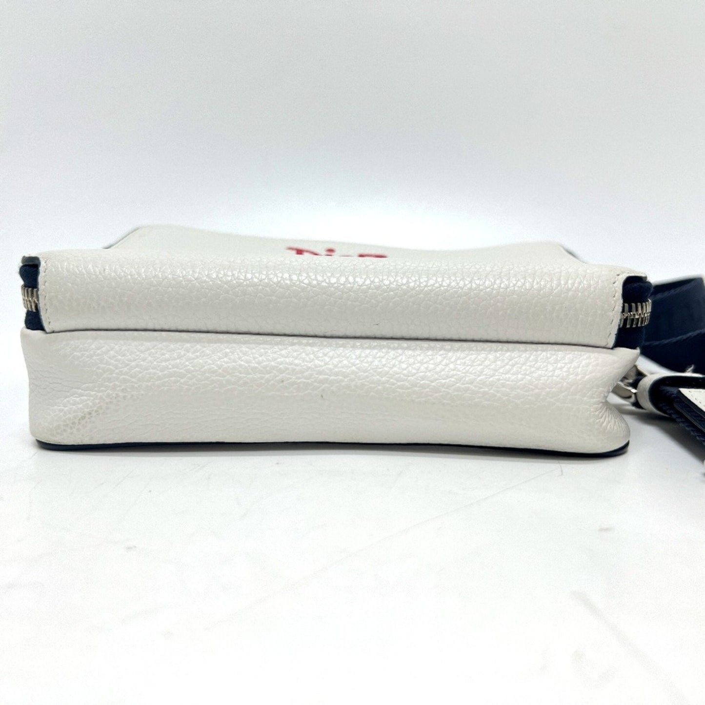 Christian Dior Navy White Leather Shoulder Bag ()