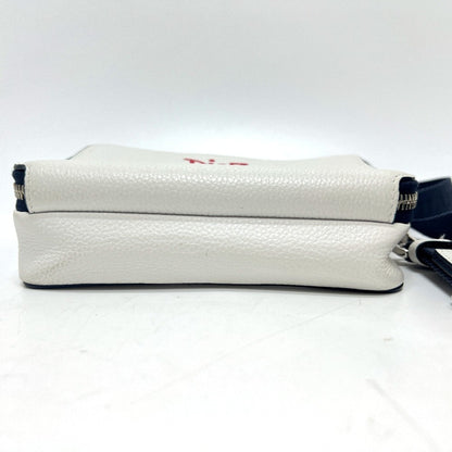 Christian Dior Navy White Leather Shoulder Bag ()