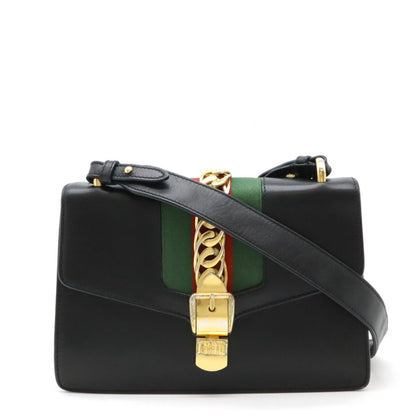 Gucci Black Green Red Color Leather Shoulder Bag ()