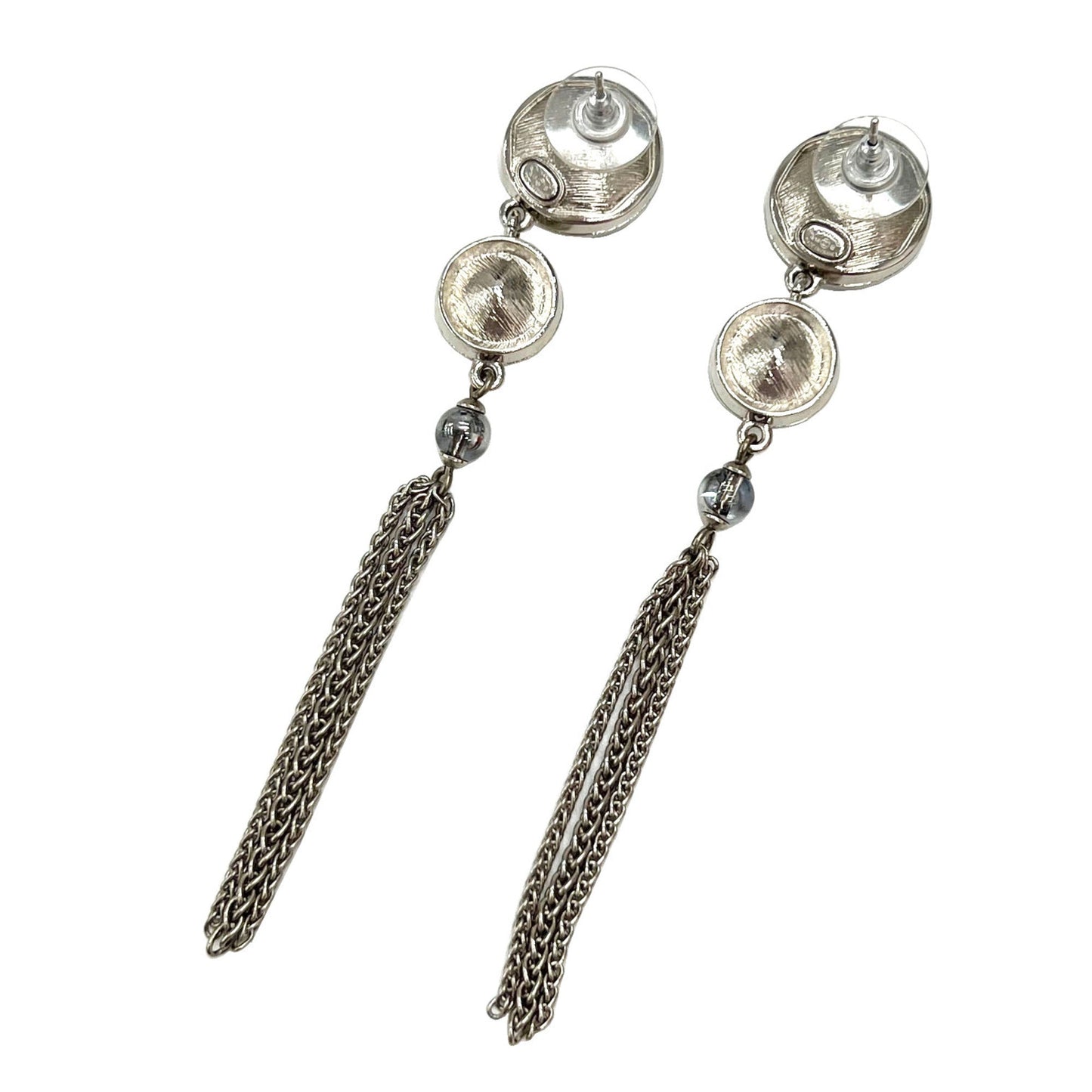 Chanel earrings A18B here mark CC rhinestone crystal silver ladies