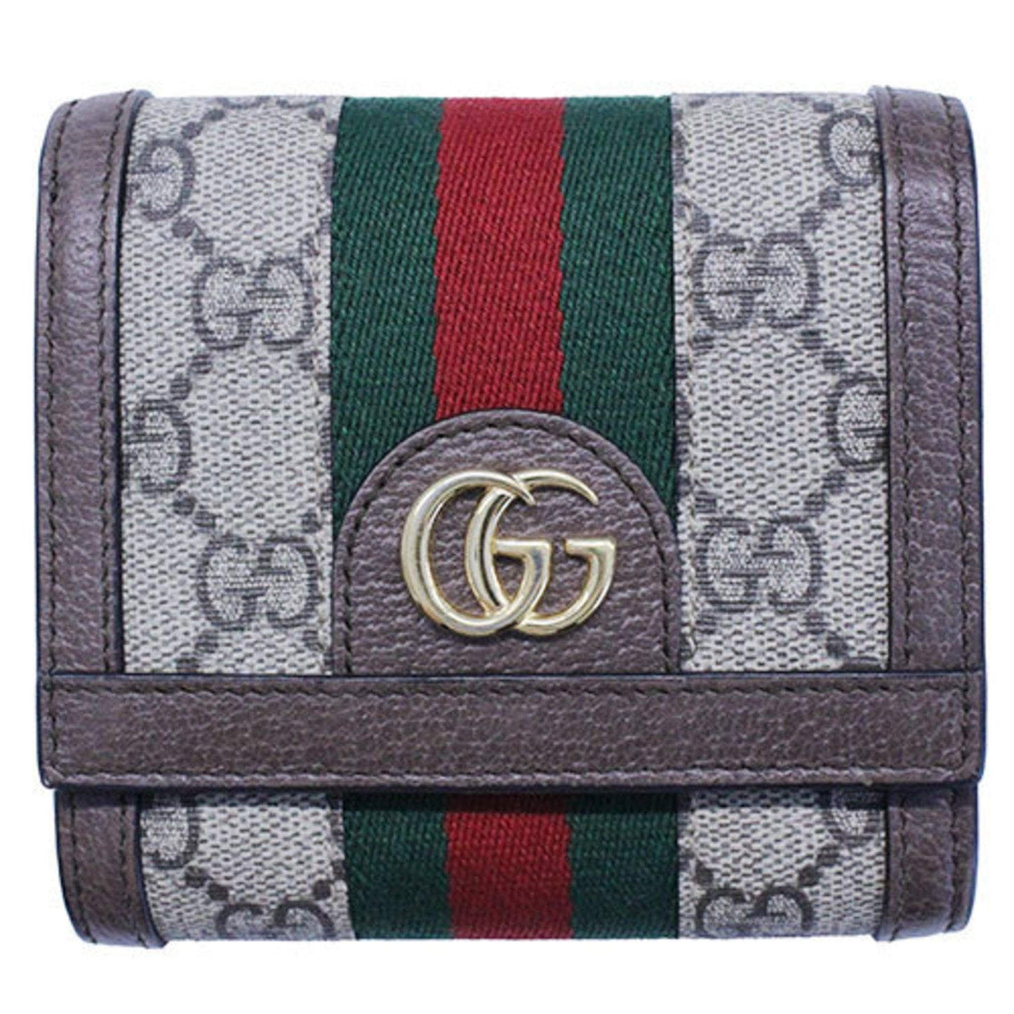 GUCCI Wallet Women's Ophidia Bifold GG Plus Supreme Sherry Web Brown 598662