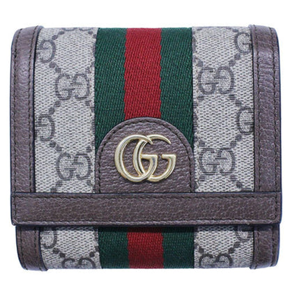 GUCCI Wallet Women's Ophidia Bifold GG Plus Supreme Sherry Web Brown 598662