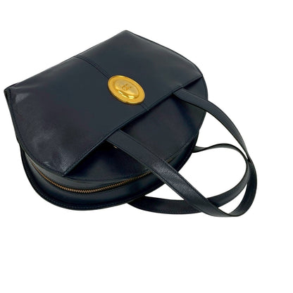 Christian Dior Navy Leather Boston Bag Handbag Tote Bag ()