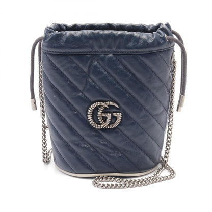 Gucci Navy White Leather Shoulder Bag ()