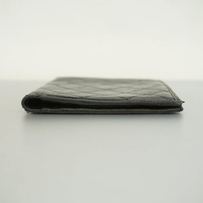 ChanelAuth  Bicolor Bi-fold Wallet Women's Lambskin Black