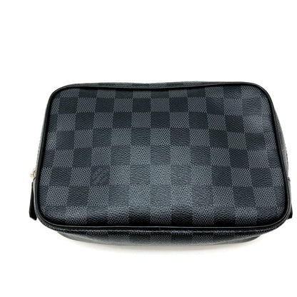 LOUIS VUITTON Truth Toilette PM N47522 Damier Graphite Black Silver Hardware Pouch Men's