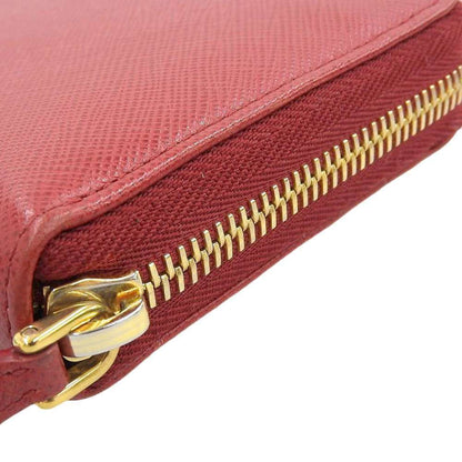 Prada ribbon round fastener long wallet saffiano leather red 1ML506 FUOCO