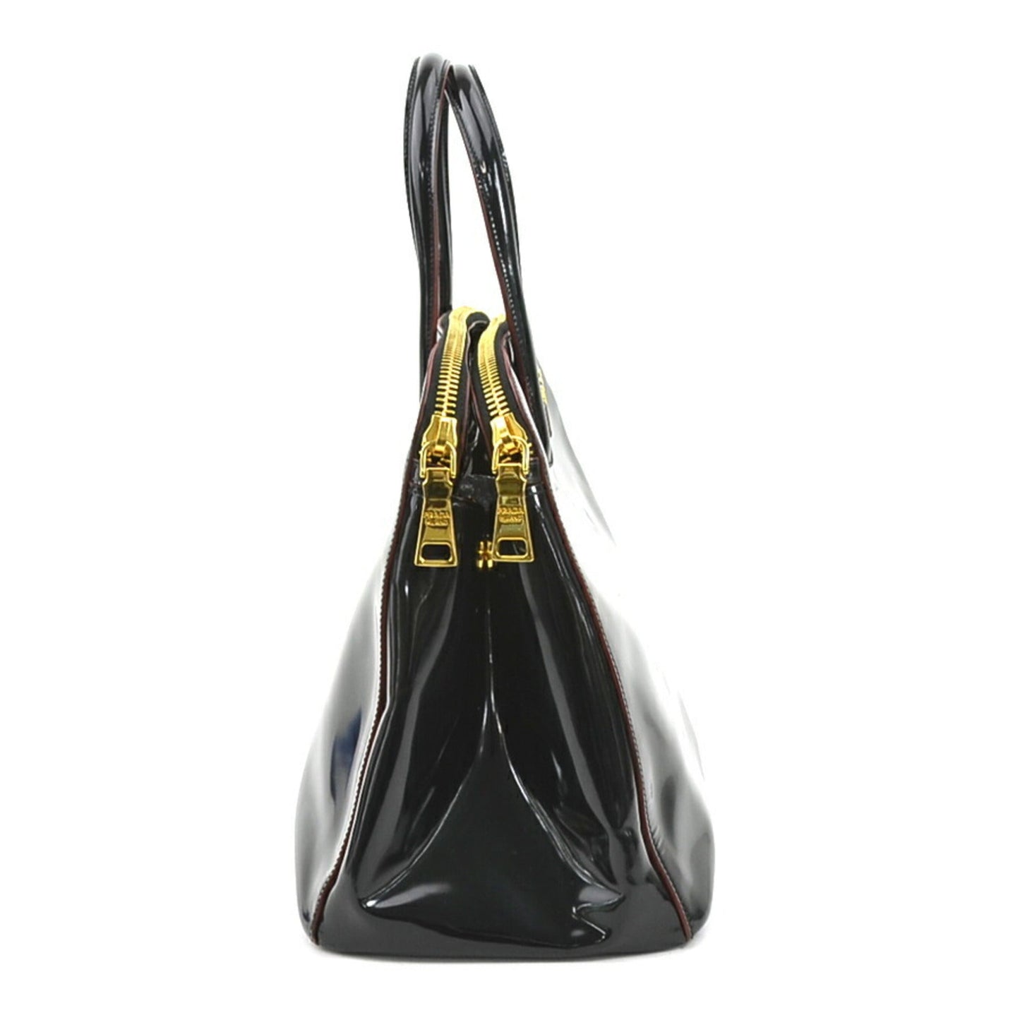 Prada HandBag Shoulder Bag Patent Leather Black x Red Unisex BN2565