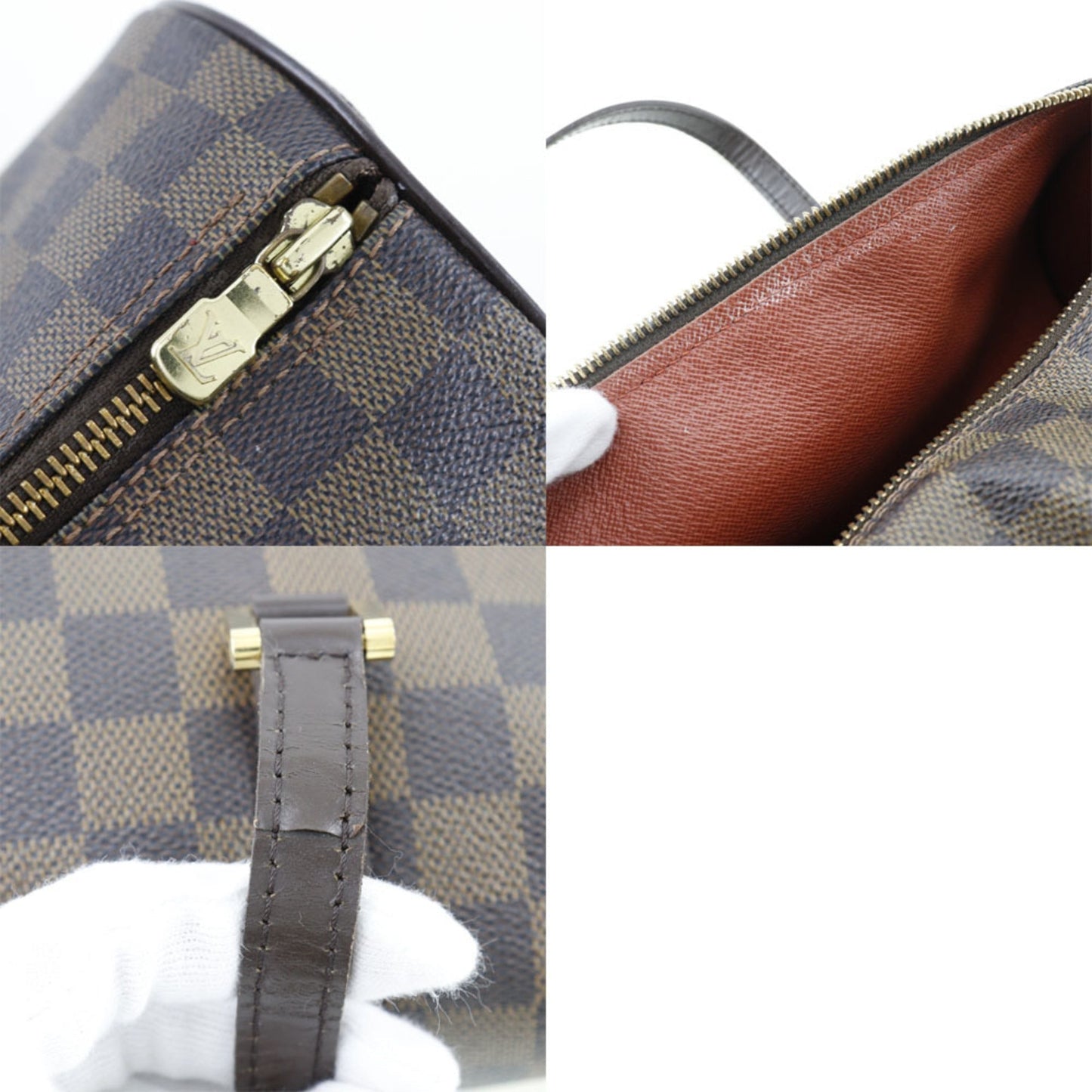 LOUIS VUITTON Papillon PM Handbag Damier Canvas Brown DU0094 Ladies