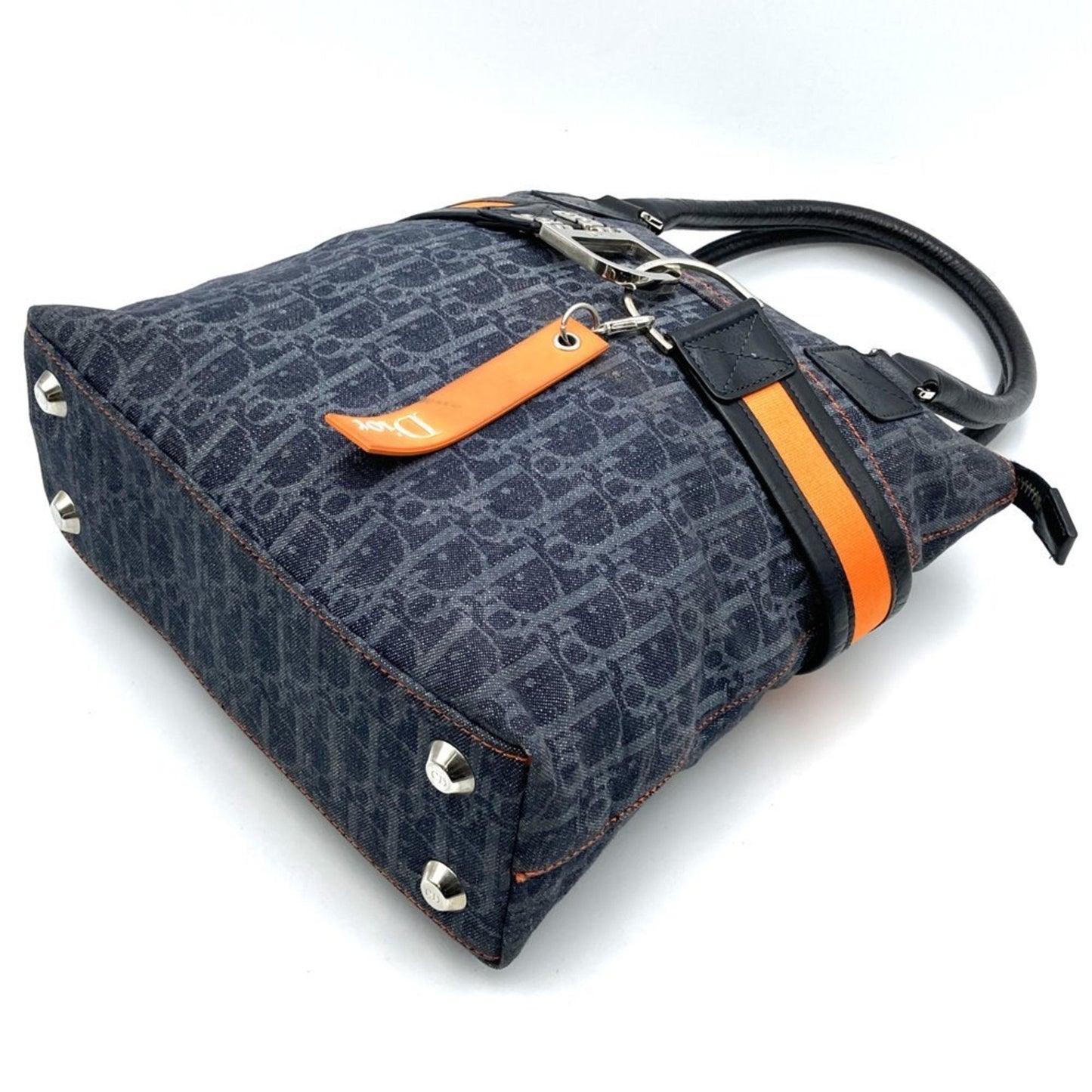 Christian Dior Navy Denim Leather Tote Bag ()