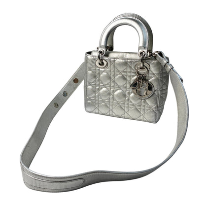 Christian Dior Silver Leather Handbag Shoulder Bag ()