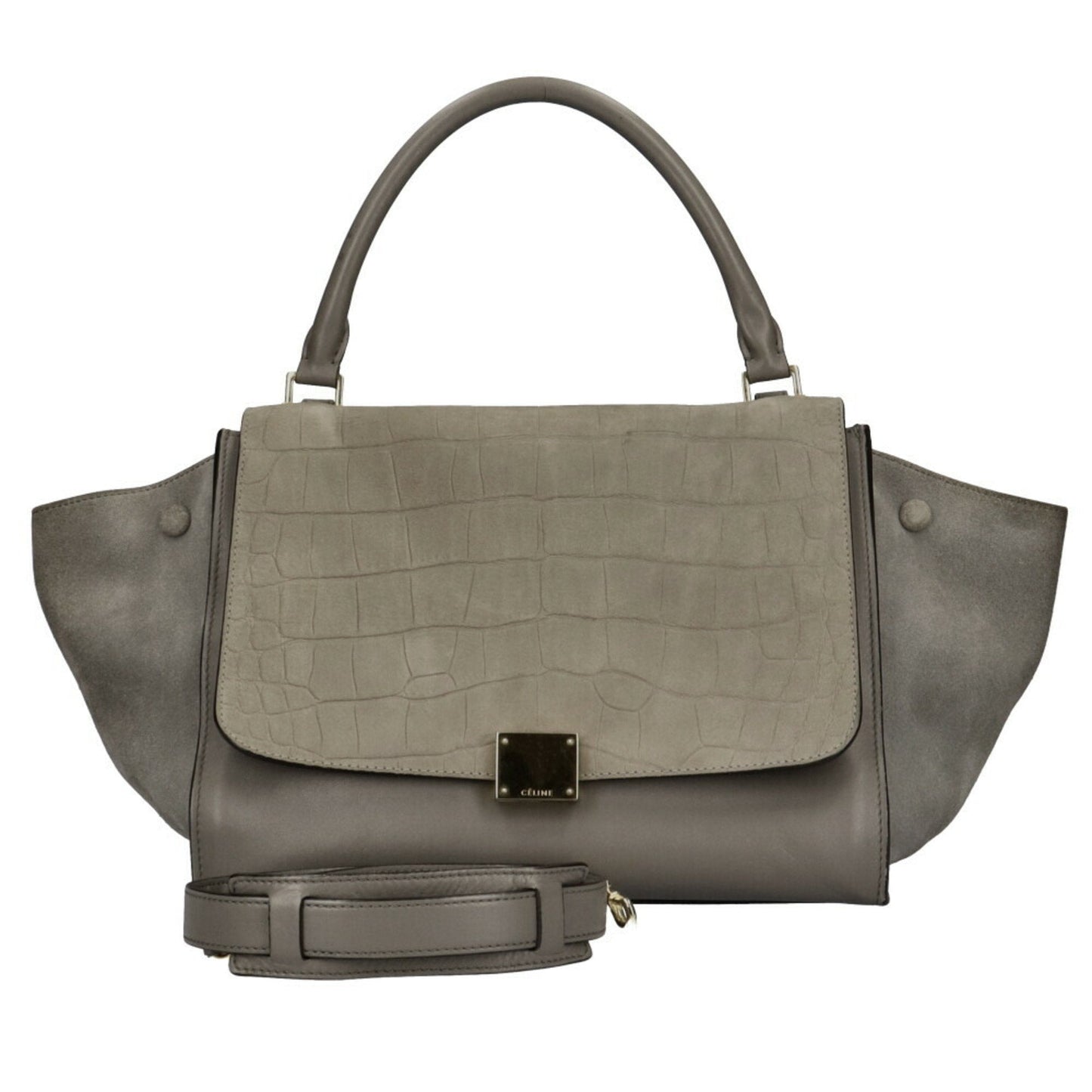Celine trapeze shoulder bag leather gray ladies