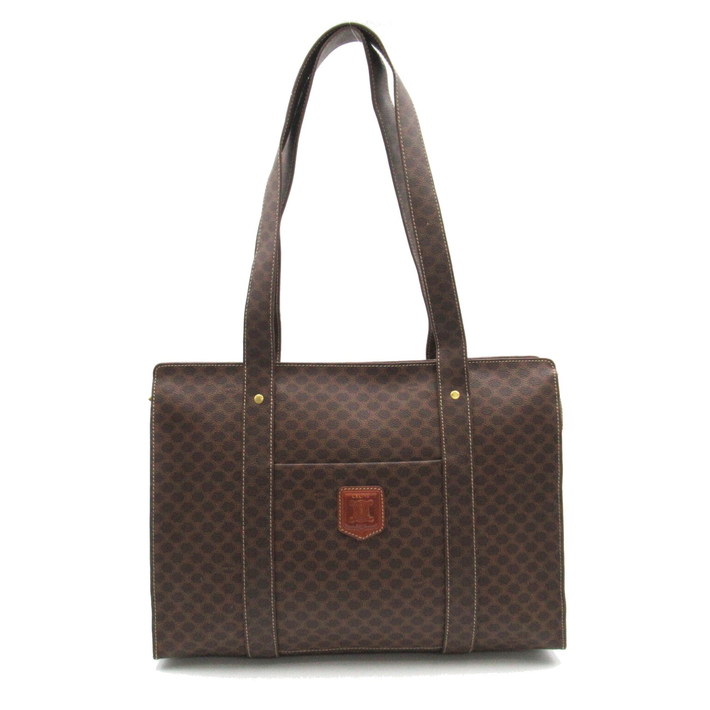Celine Shoulder Tote Brown PVC coated canvas