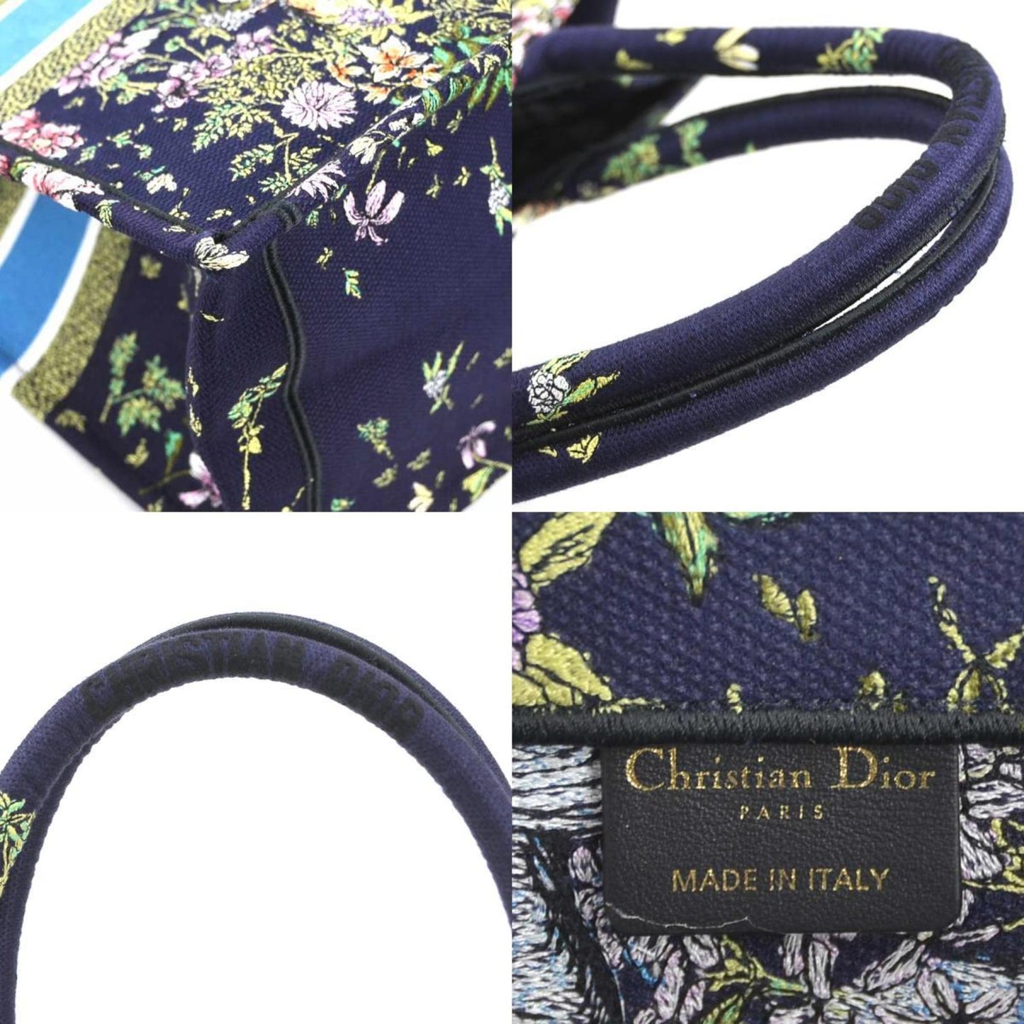 Christian Dior Navy Canvas Handbag Tote Bag ()