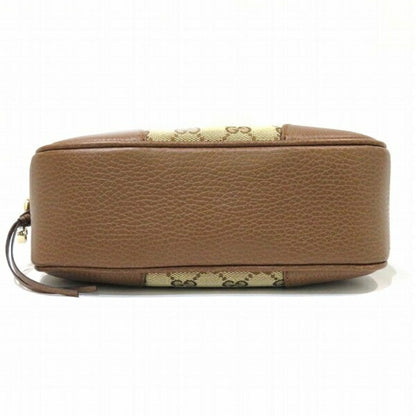 Gucci Brown Gg Canvas Leather Shoulder Bag