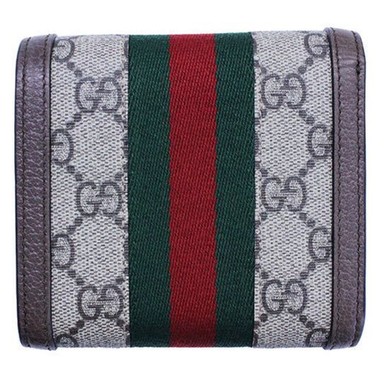 GUCCI Wallet Women's Ophidia Bifold GG Plus Supreme Sherry Web Brown 598662