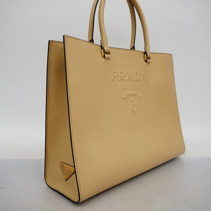 Prada 2way bag Saffiano leather beige gold metal