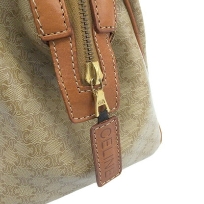 Celine Macadam Handbag Boston Bag Beige Brown Ladies