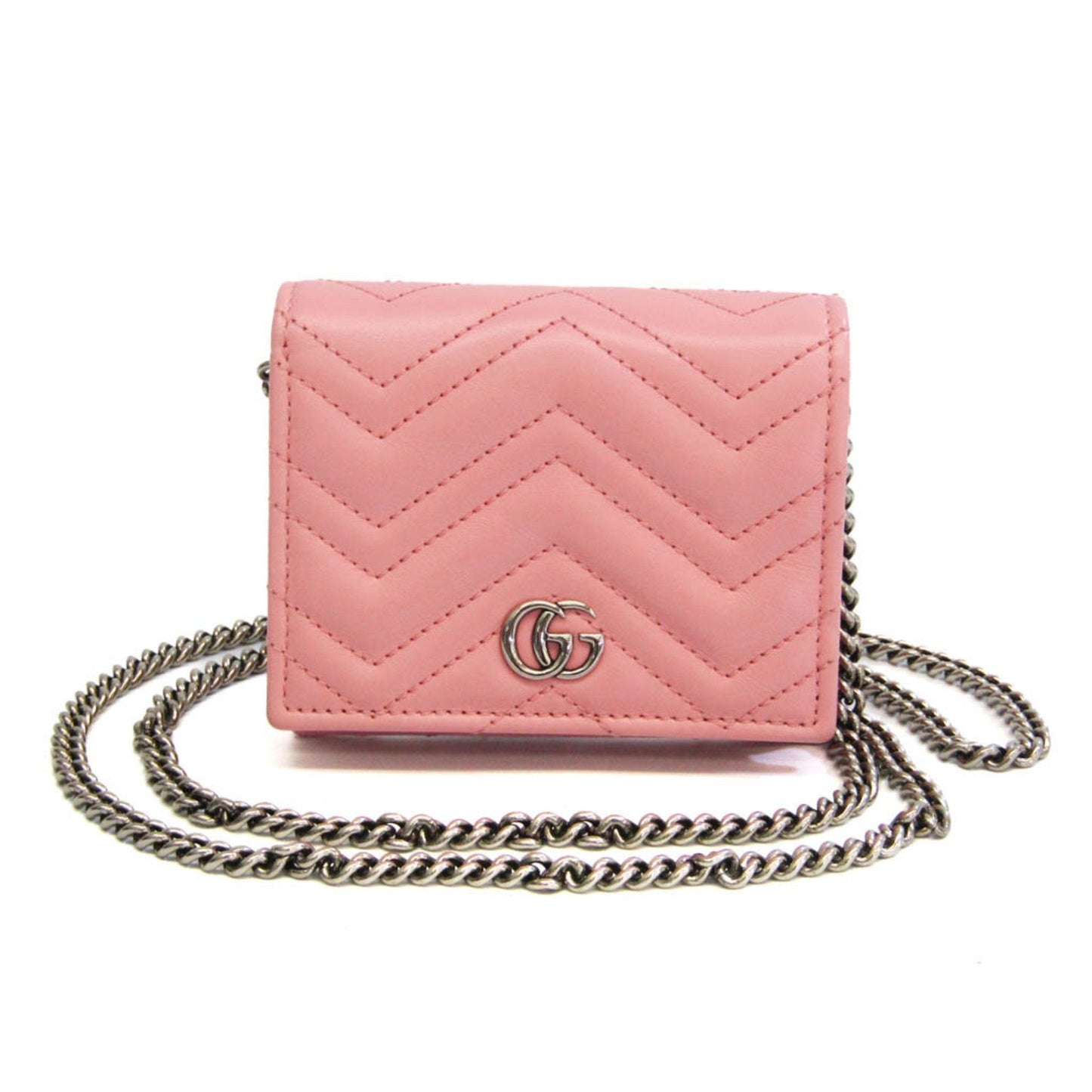 GUCCI GG Marmont 625693 Women's Leather Chain/Shoulder Wallet Pink