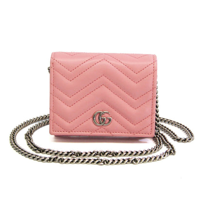 GUCCI GG Marmont 625693 Women's Leather Chain/Shoulder Wallet Pink