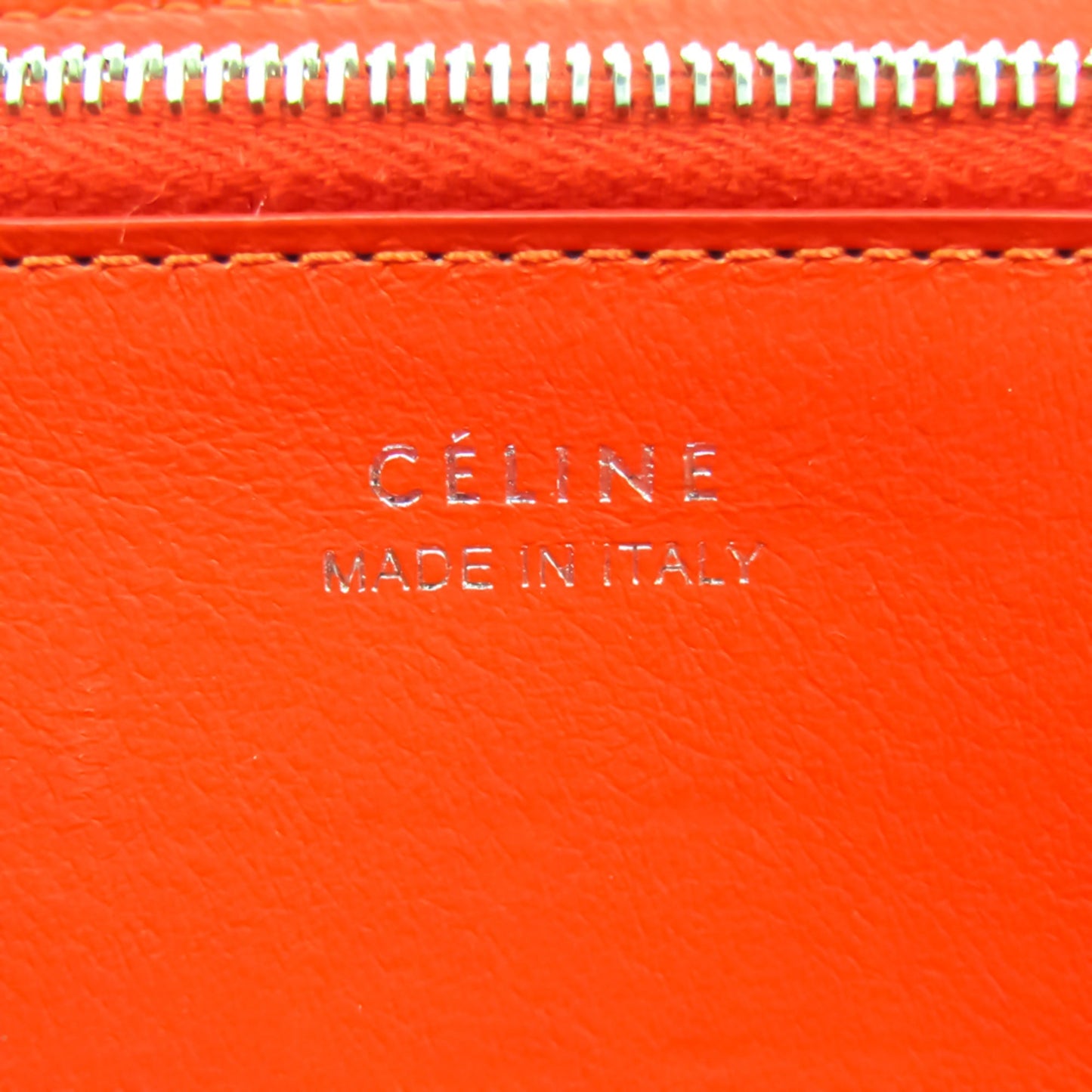 Celine Large Ziped Multifunction 105003 Women's Calfskin Long Wallet (bi-fold) Grayish,Red Color