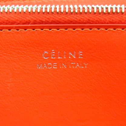 Celine Large Ziped Multifunction 105003 Women's Calfskin Long Wallet (bi-fold) Grayish,Red Color