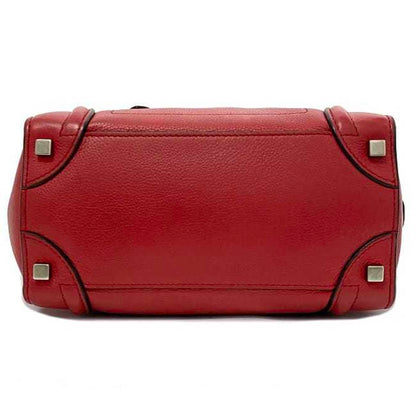Celine Tote Bag Luggage Micro Shopper Red 167793 Leather  Handbag Ladies