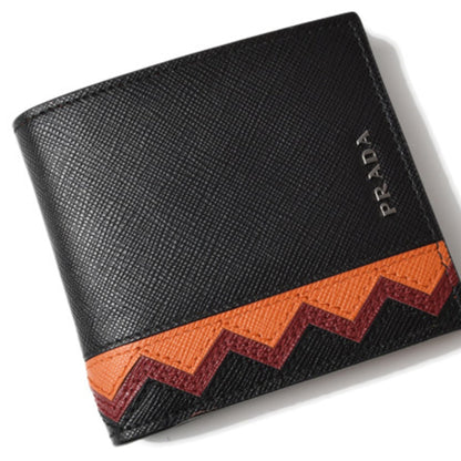 Prada wallet for men Prada 2MO912 SAFFIANO Saffiano black papaya