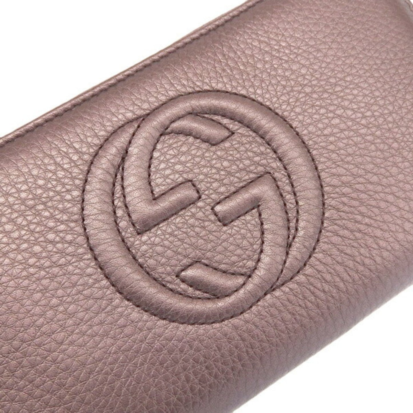 Gucci interlocking G Soho leather round long wallet purple