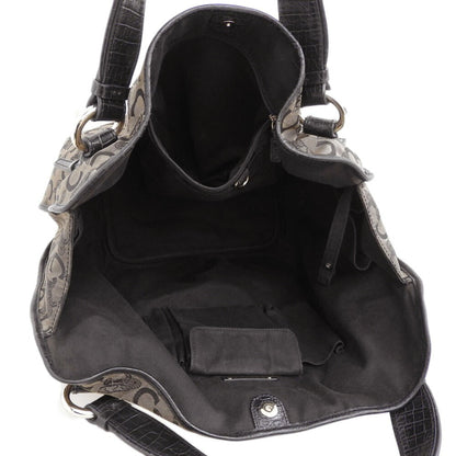 Celine tote bag carriage pattern large canvas black beige WC ST 0077