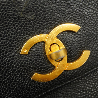 CHANEL   Matelasse Chain Shoulder Women's Caviar Leather Shoulder Bag Black