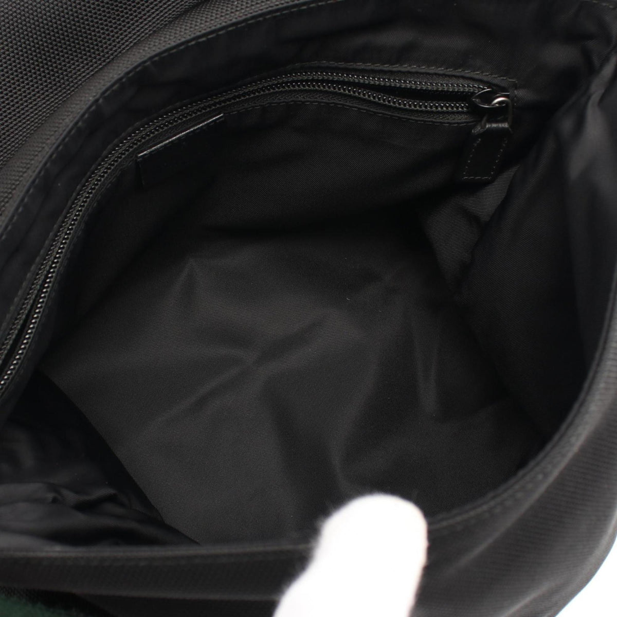 Gucci Black Leather Nylon Canvas Shoulder Bag