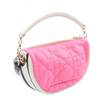 Christian Dior Pink White Leather Shoulder Bag ()