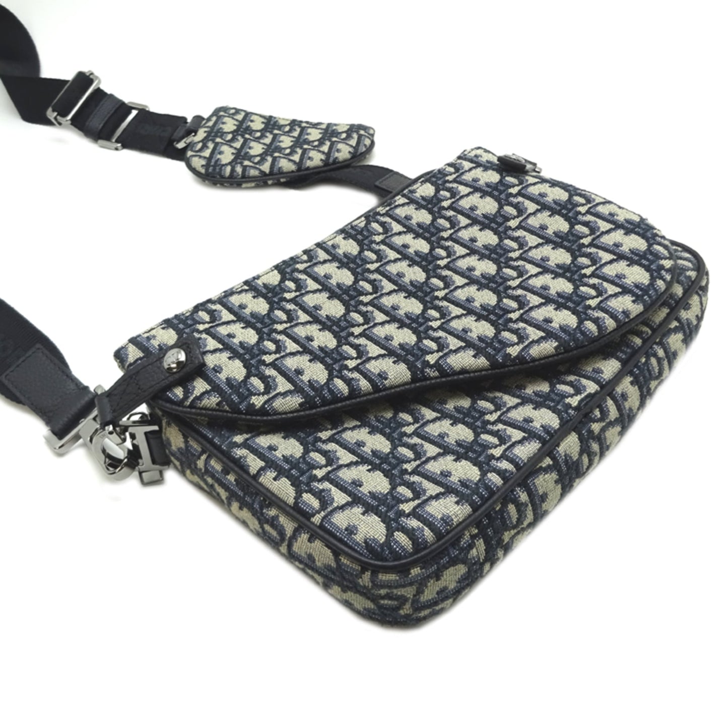 Christian Dior Navy Jacquard Pouch Shoulder Bag ()