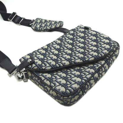 Christian Dior Navy Jacquard Pouch Shoulder Bag ()