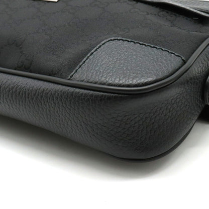 Gucci GG Nylon Waist Bag Pouch Body Leather Black 336672