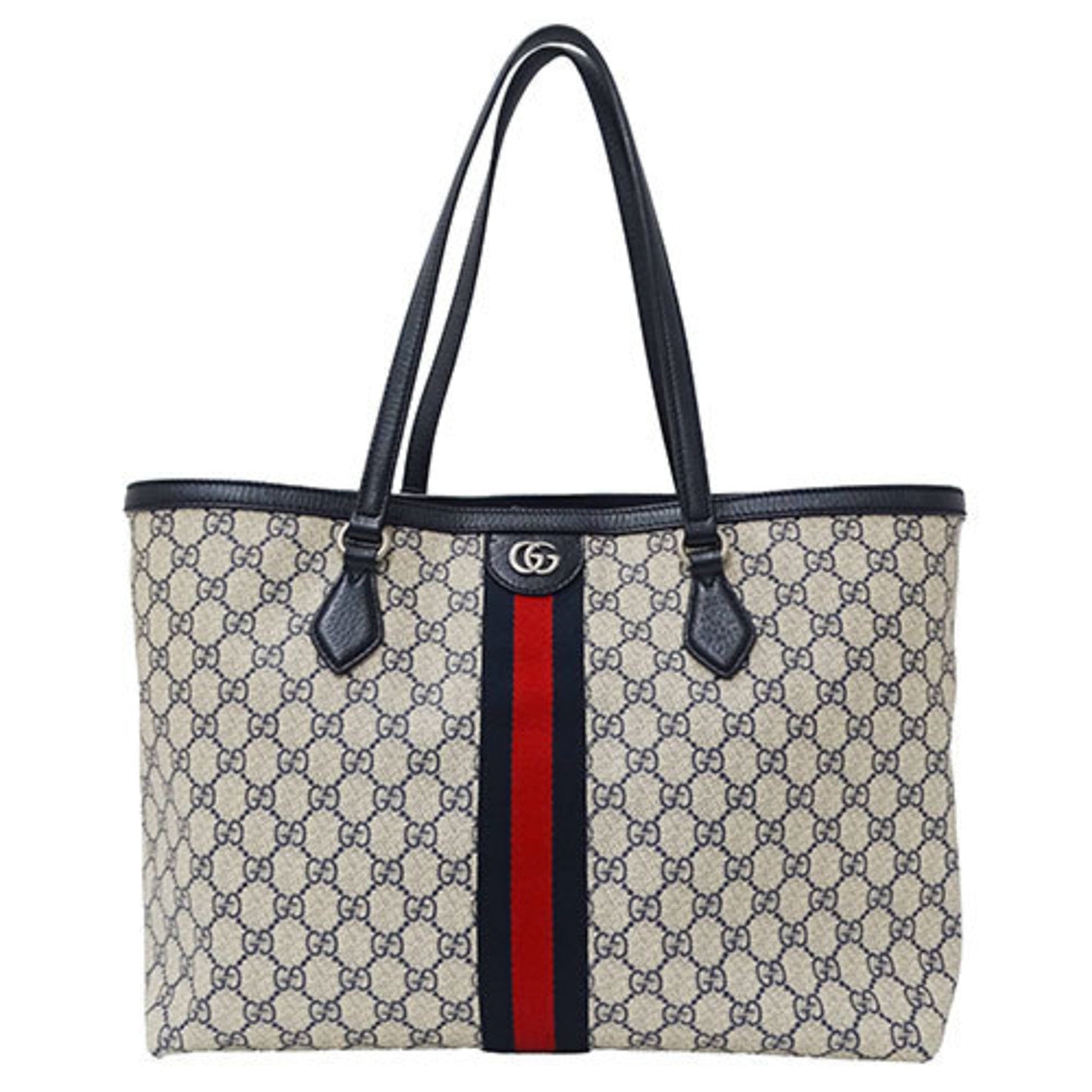 Gucci Ivory Navy Gg Supreme Tote Bag ()