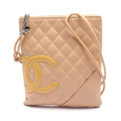 CHANEL Cambon Line Shoulder Bag, Leather, Patent Women's, Beige, A29793
