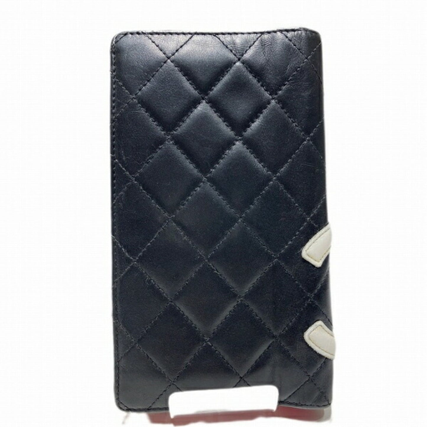 CHANEL Cambon Line A26717 Coco Mark Black Bifold Wallet Long Women's