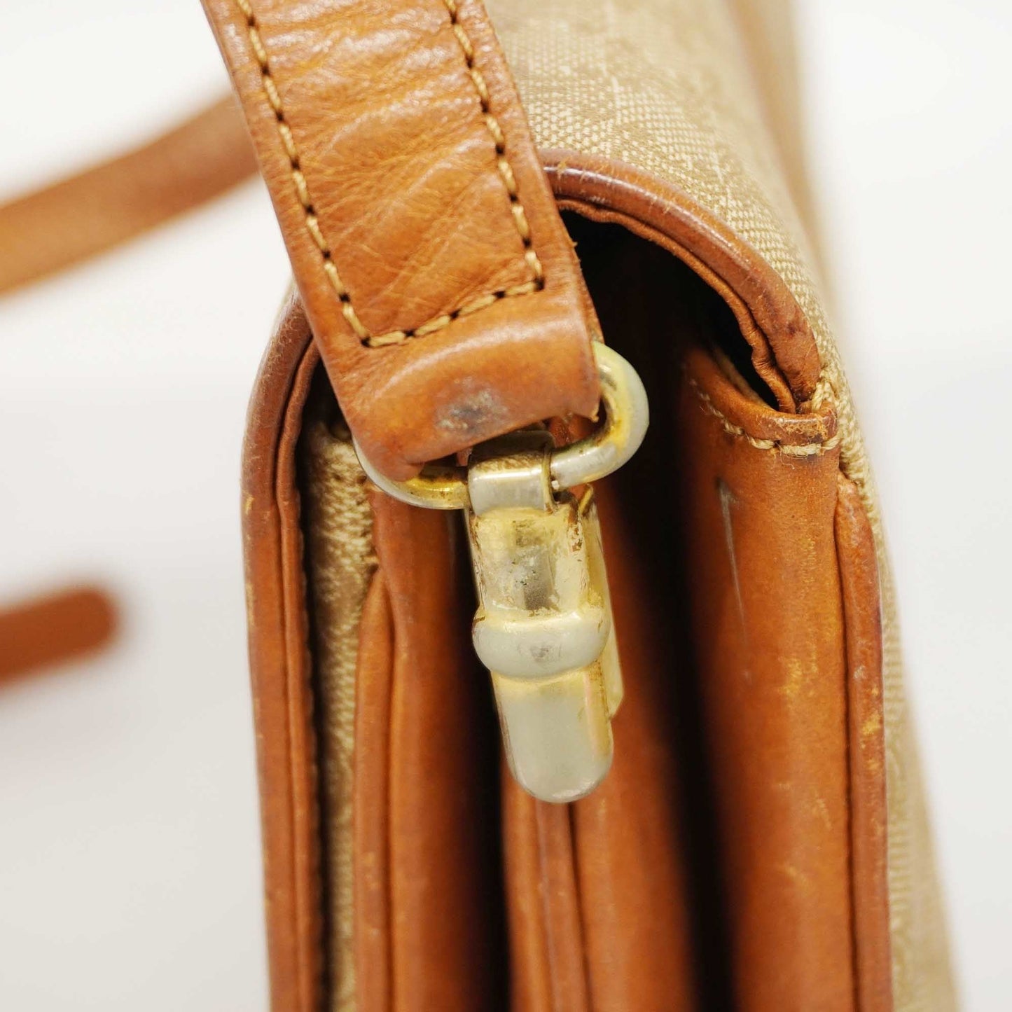 Celine  Macadam Shoulder Bag Women's PVC,Leather Shoulder Bag Beige,Brown