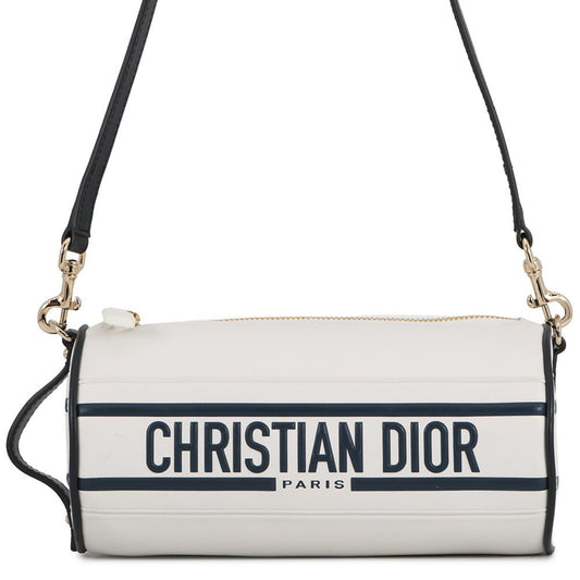 Christian Dior Navy White Leather Handbag ()