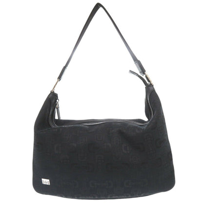 Gucci Horsebit Black Canvas Shoulder Bag ()