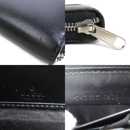 GUCCI round zipper long wallet leather black unisex 597677