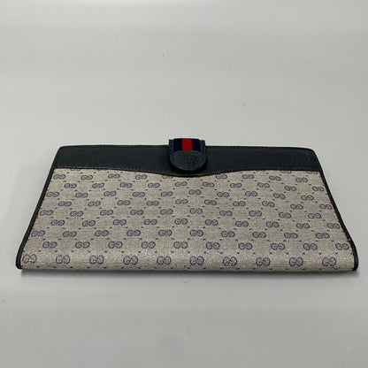 Gucci Navy Red Color Leather Pvc Long Wallet (Bi-Fold)