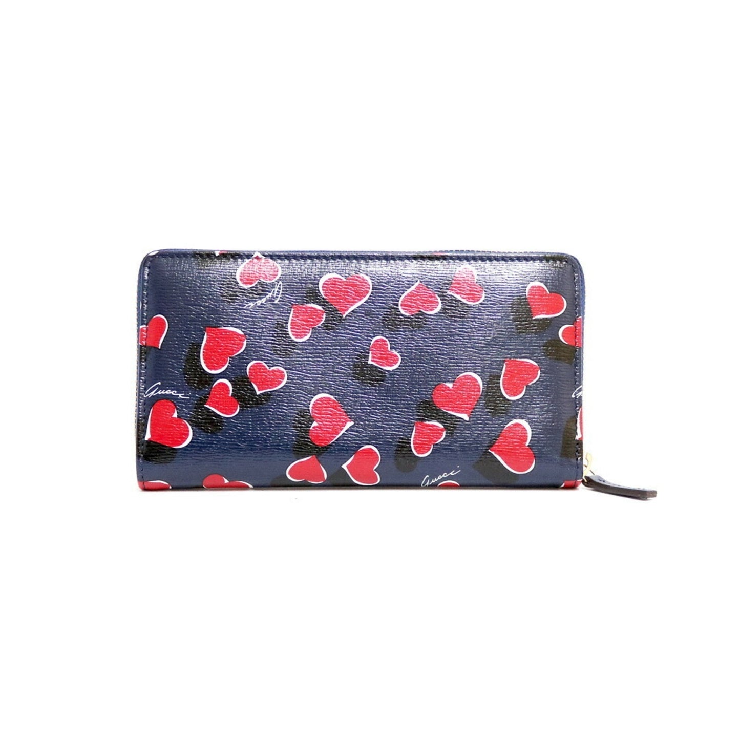 Gucci long wallet heart heartbeat navy pink ladies