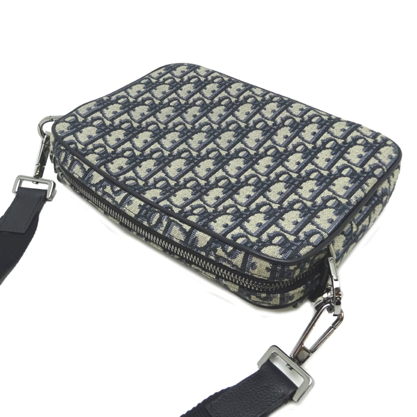 Christian Dior Navy Jacquard Pouch Shoulder Bag ()