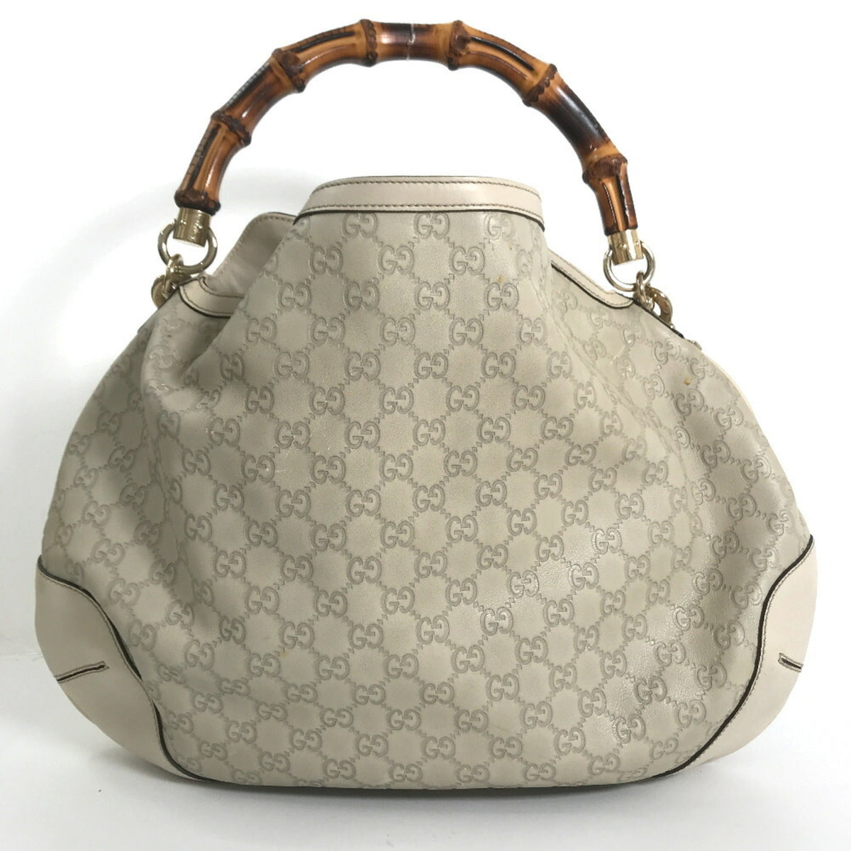 GUCCI Handbag Shima Bamboo 2way Shoulder 169976 Leather Cream Ladies