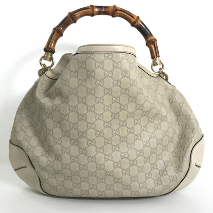 GUCCI Handbag Shima Bamboo 2way Shoulder 169976 Leather Cream Ladies