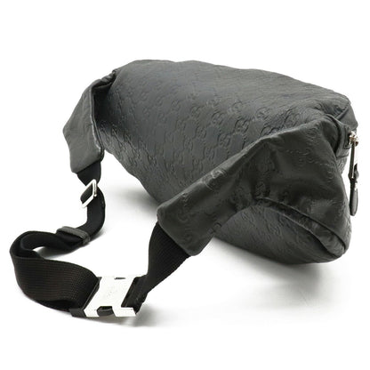 Gucci Shima Body Bag Hip Waist Pouch Rubber Coated Leather Gray 246409