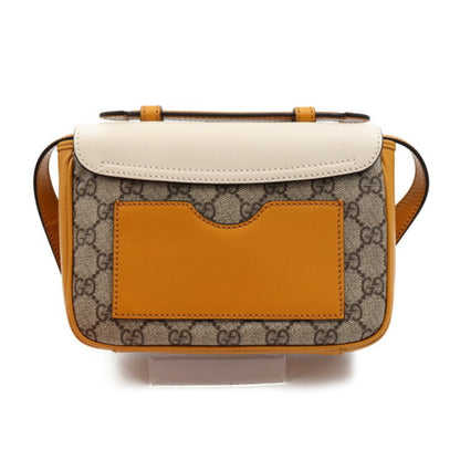 GUCCI Shoulder Bag 658487 Leather GG Supreme Canvas Ivory Dark Leaves Beige Ebony Gold Hardware Padlock 2WAY Handbag